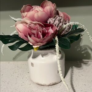 Pink and White Faux Floral Accents